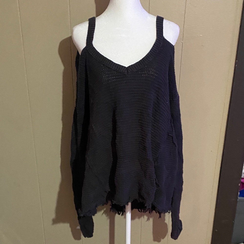 Free People Knit Cold Shoulder Sweater